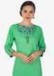 Green Kurti In With Fancy Neckline In Buttons And Tassel Online - Kalki Fashion