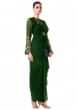 Green Draped Dress With Embroidered Bell Sleeves Online - Kalki Fashion