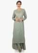 Grey cotton sharara set with patch work only on Kalki