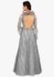 Grey embroidered net gown in chord and moti 