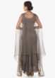 Grey long dress with stitched pleats with, organza fancy jacket