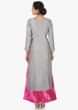 Grey and rani pink palazzo suit beautified with sequin zari butti embroidery work only on Kalki