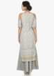Grey cold shoulder palazzo suit adorn in thread and mirror embroidery work only on Kalki