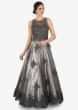 Grey embroidered net gown embellished in sequin and moti work only on Kalki