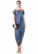 Grey Draped Gown With Hand Embroidered Cold Shoulder Online - Kalki Fashion