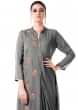 Grey Hand Embroidered Cowl Tunic Dress