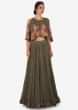 Grey lehenga in georgette with resham and zari work on fancy blouse only on Kalki