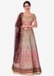 Grey lehenga in raw silk constructed in zardosi and resham patchwork embroidery
