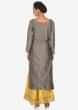 Grey Straight Top Matched With Embroidered Palazzo Pant Online - Kalki Fashion