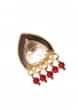 Grey Studded Earrings With Red Pearl Hangings only on Kalki