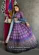 Purple Anarkali Suit In Silk With Bandhani Design All Over And Black Border With Ethnic Print  