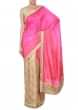 Half and half saree periwinkle pink and beige with kundan border only on Kalki