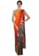Half and half shaded saree in cotton silk with abstract only on Kalki