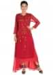 Hand Embroidered Rose Blush Double Layer Kurti