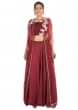 Hand embroidered Wine lehenga with attached jacket style cape