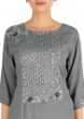 Hand Embroidered Charcoal Grey Long Tunic With Front Slits