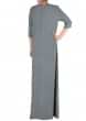 Hand Embroidered Charcoal Grey Long Tunic With Front Slits
