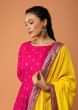 Hot Pink Anarkali Suit In Silk With Brocade Buttis And Contrasting Brocade Dupatta Online - Kalki Fashion
