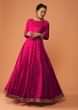 Hot Pink Anarkali Suit In Silk With Brocade Buttis And Contrasting Brocade Dupatta Online - Kalki Fashion
