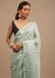 Ice Blue Saree In Dola Silk With Lurex Woven Moroccan Jaal And Unstitched Patola Blouse