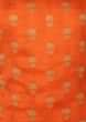 Orange weaved unstitched suit in silk with brocade border only on Kalki