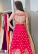 Rani pink gown embroidered in 3D flower embroidery only on Kalki