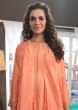 Shweta Kawatra in Kalki peach suit with embroidered sleeve 