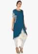 Imperial blue top with embroidered sleeve and fancy hem line only on Kalki