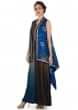 Jumpsuit in brown and blue matched with printed long jacket only on Kalki