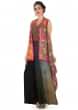 Jumpsuit in multi color matched with brown printed long jacket only on Kalki