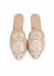 Jute High Collar Mules With Cream Embroidered Flowers And Trapeze Heels By Sole House