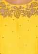 Kalki Chrome Yellow Cotton Silk Lehenga Choli With Gotta Patch Work And Moti Embroidery