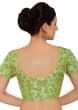 Green Blouse In Raw Silk With Sequin Embroidery Online - Kalki Fashion