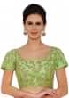 Green Blouse In Raw Silk With Sequin Embroidery Online - Kalki Fashion