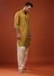 Kalki Arrowood Yellow Dhoti Kurta In Cotton With Foil Print
