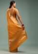 Kalki Authentic Dark Cheddar Yellow Saree In Silk With Bandhani Print & Handwoven Brocade Floral Embroidery