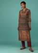 Kalki Bayberry Green Kurta In Crepe With Kashmiri Floral Print And Embroidery