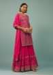 Kalki Beetroot Pink Sharara Suit In Georgette With Embroidery