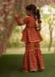 Kalki Festive Red Printed Sharara Suit Set For Girls