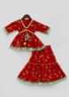 Kalki Festive Red Sharara Suit Set For Girls With Print & Embroidery