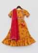 Kalki Festive Yellow Anarkali Suit For Girls In Cotton With Floral Print And A Contrasting Dupatta