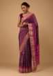 Kalki Hollyhock Purple Saree In Pure Silk With Handloom Patola Ikat Weave