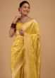 Kalki Lemon Chrome Yellow Saree In Pure Banarasi Silk With Upada Zari Weave Floral Jaal Work