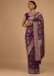 Kalki Magic Purple Saree In Pure Banarasi Silk With Upada Zari Weave In Floral Jaal Work