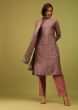 Kalki Mauveglow Pink Pant Suit Set In Chanderi With Floral Print And Foil Print Embellishment