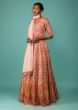Kalki Orchid Pink Anarkali Suit Set In Raw Silk With Kashmiri Print Work And Embroidery