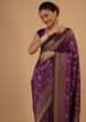 Kalki Pansy Purple Saree In Pure Banarasi Silk With Upada Zari Weave In Floral Jaal Work