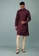 Kalki Port Royale Maroon Bandi Jacket Set In Raw Silk With Cross Stitch & Sequin Embroidery