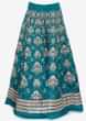 Lapis blue raw silk lehenga set paired with pink net dupatta 