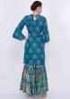 Lapis blue sharara suit set in floral and bird print only on Kalki